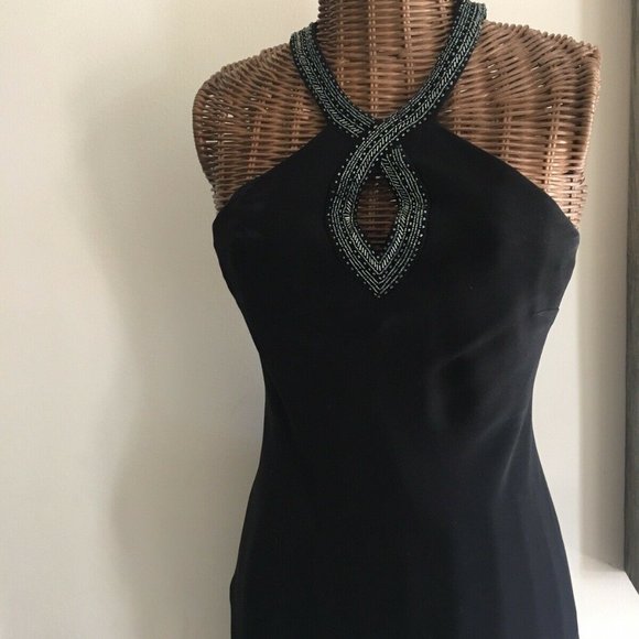 Lauren Ralph Lauren Dresses & Skirts - Ralph Lauren black beaded keyhole neckline gown dress 6